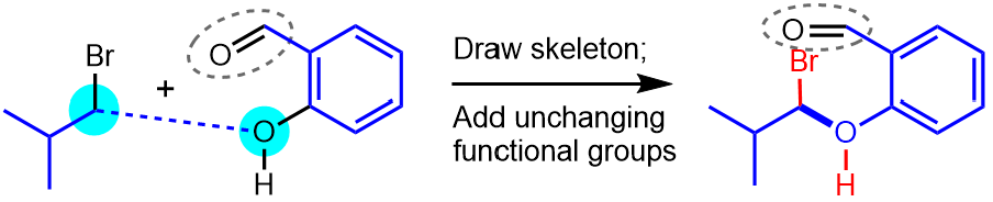 Drawing the skeleton of the product for the reaction of a phenol with an alkyl bromide